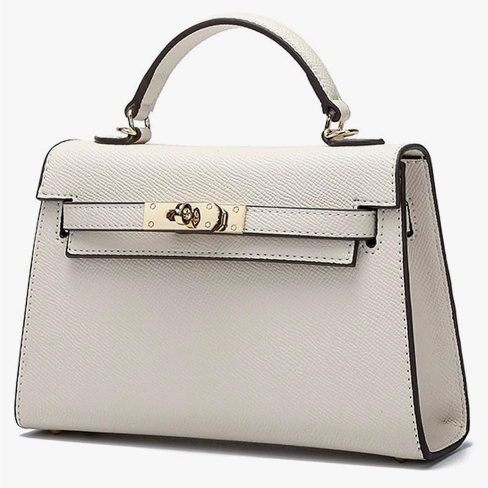 Elegant White Handbag with Gold Accents